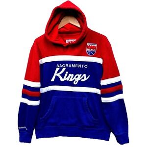 Mitchell & Ness Sacramento Kings Hardwood Classics Hoodie Red Blue Mens Medium